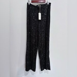 Z Supply Black Sequin Women's Wide Leg Pants, Small